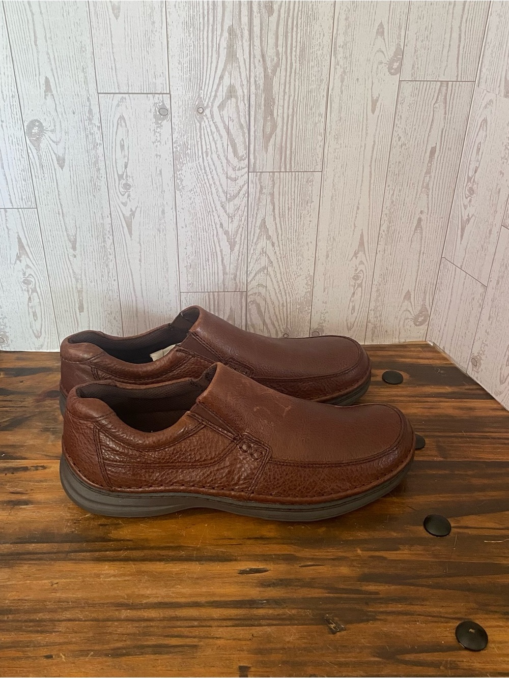 Nunn Bush Brown Leather Slip-On Loafers